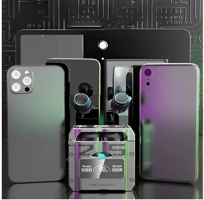 Fone de ouvido sem fio Bluetooth M25 TWS com redução de ruído estéreo e controle por toque para jogos e microfone